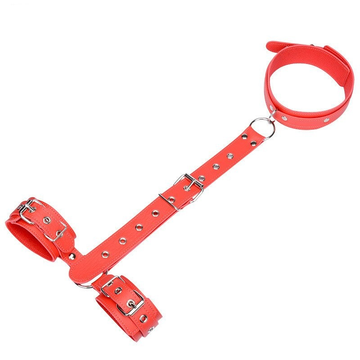 Women's PU Leather Reverse BDSM Bondage / Adjustable Handcuffs with Neck Collar - EVE's SECRETS